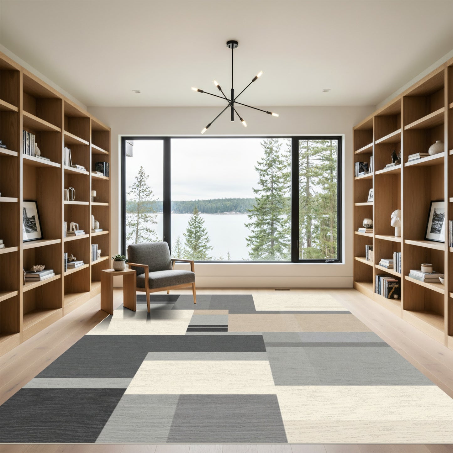 Monochromatic Abstract Geometric Field Rug