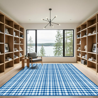 Royal Blue Intersecting Lines Rug
