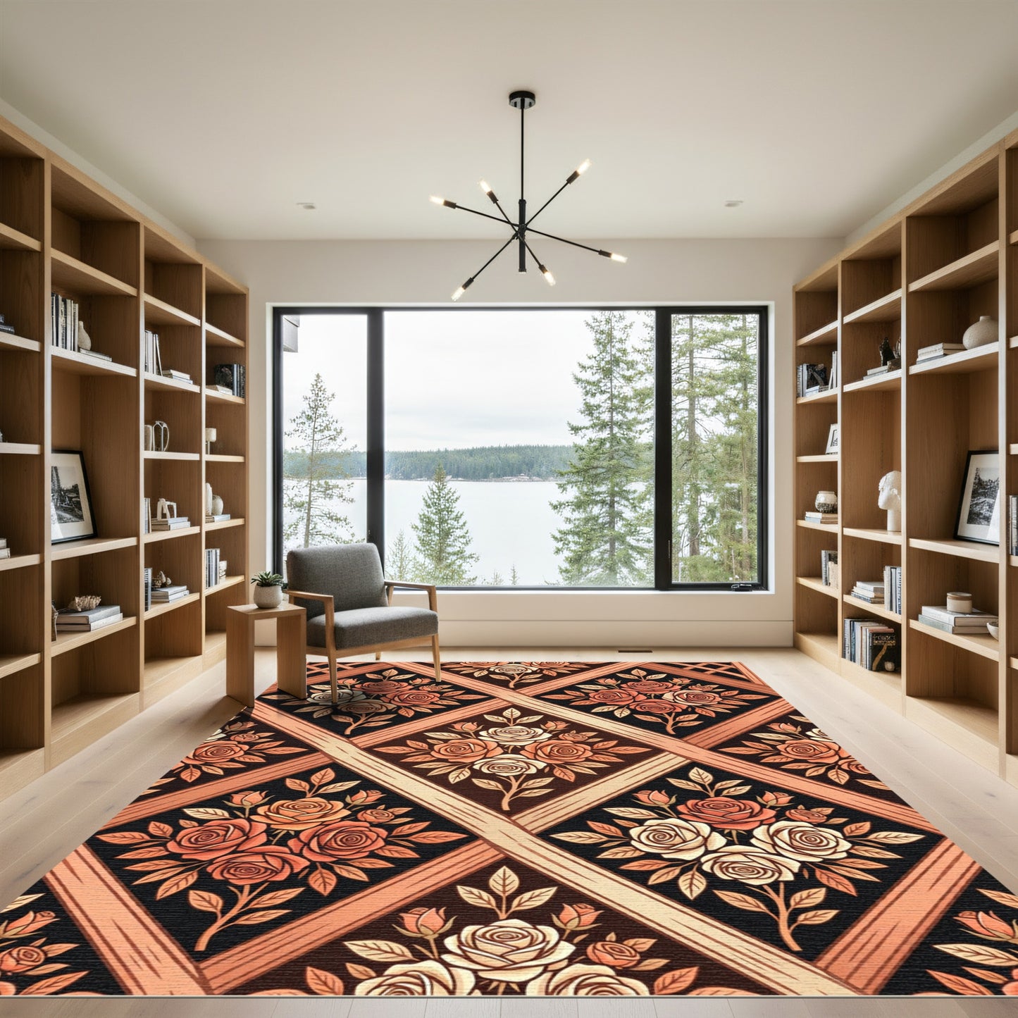 Vintage Rose Trellis Medallion Rug