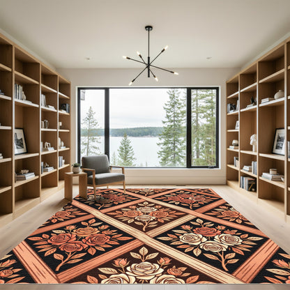 Vintage Rose Trellis Medallion Rug