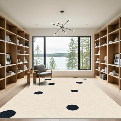 Creamy Beige Scattered Dark Circles Rug