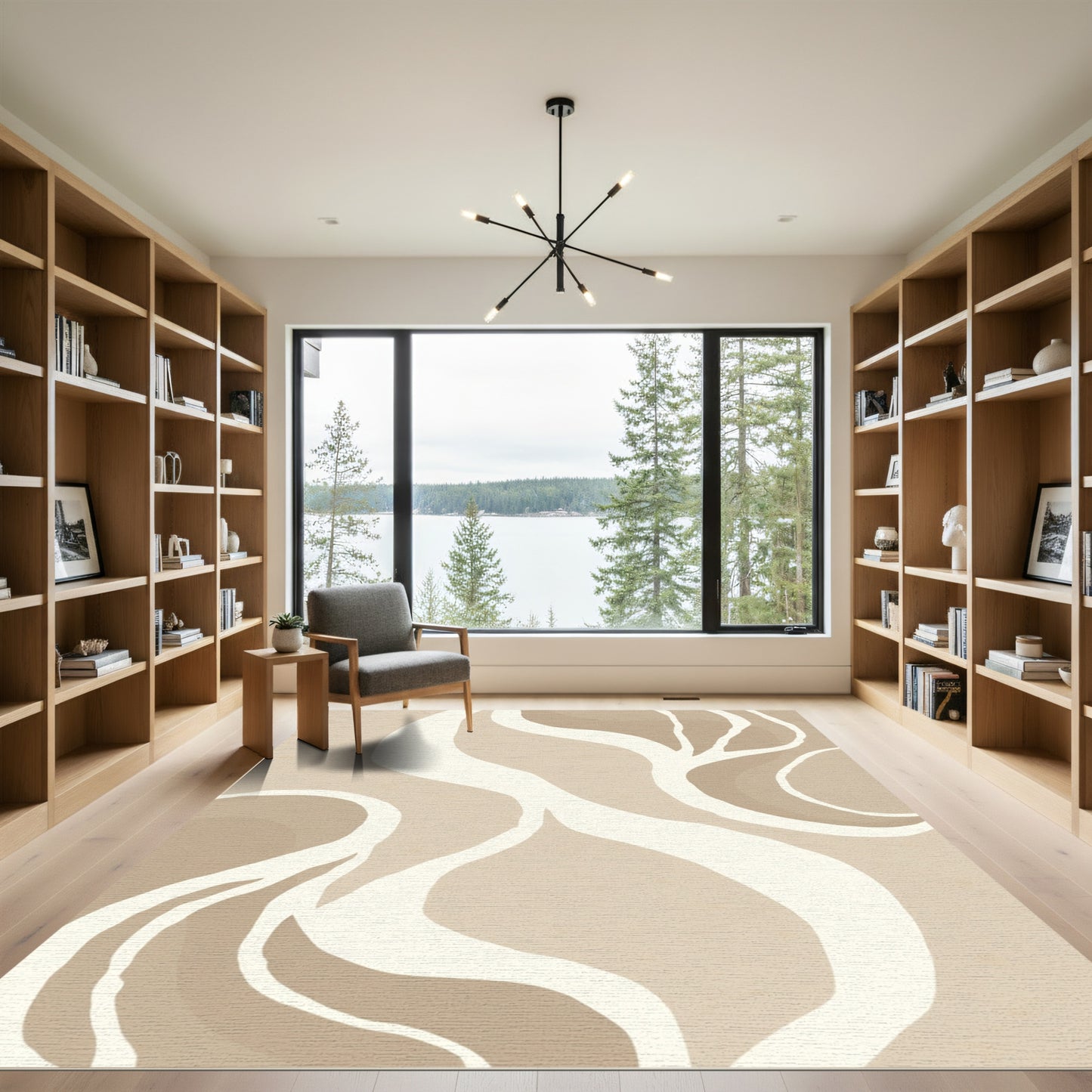 Soft Beige Organic Swirl Rug