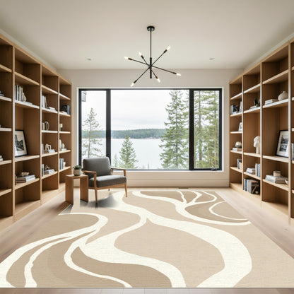 Soft Beige Organic Swirl Rug