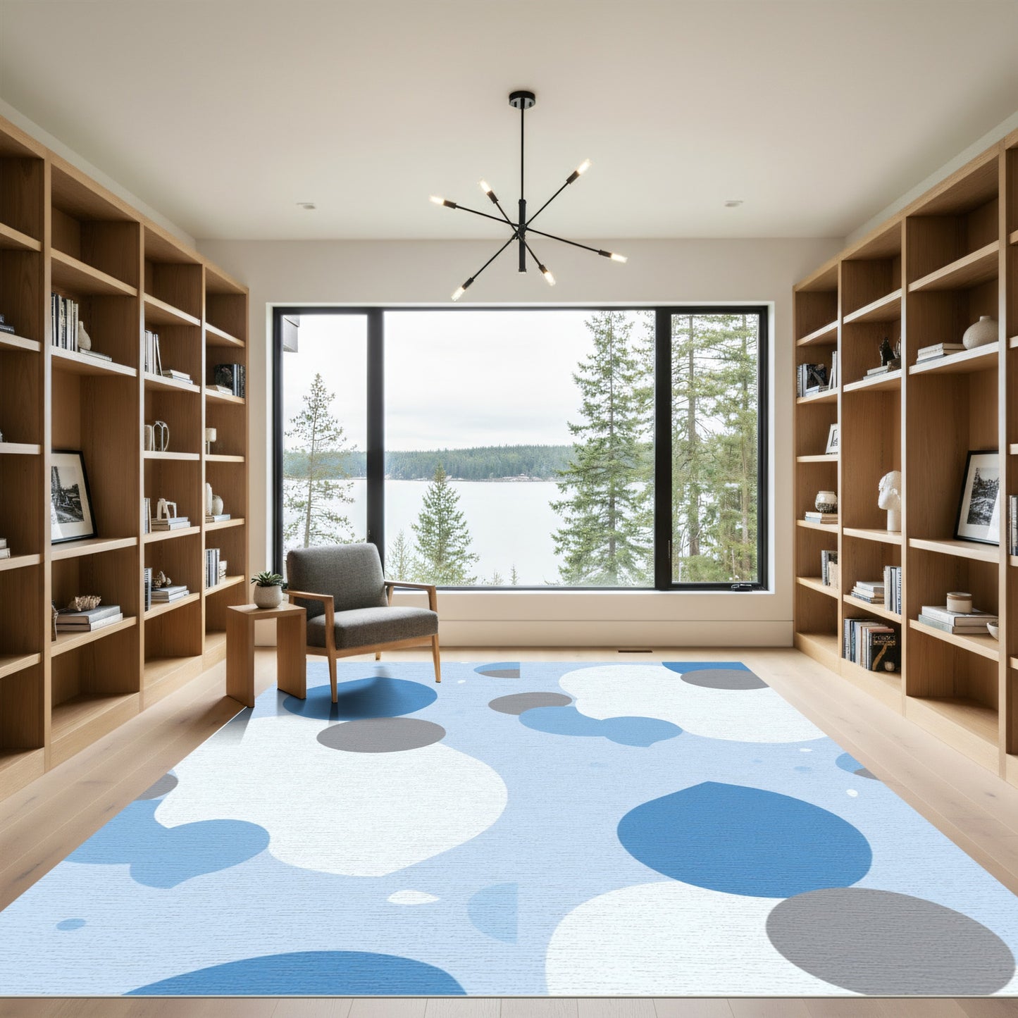 Serene Blue Blob Abstract Rug