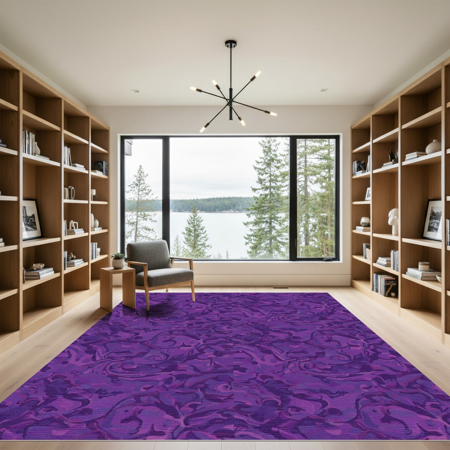 Deep Purple Swirling Abstract Rug