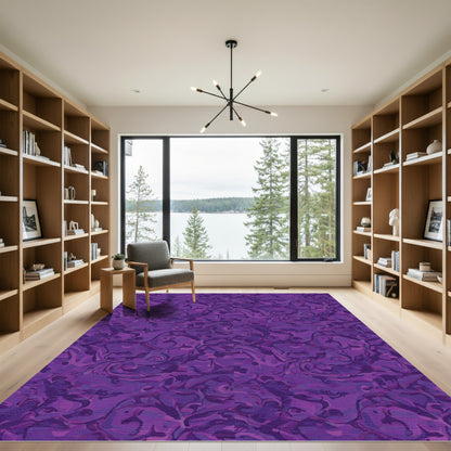 Deep Purple Swirling Abstract Rug