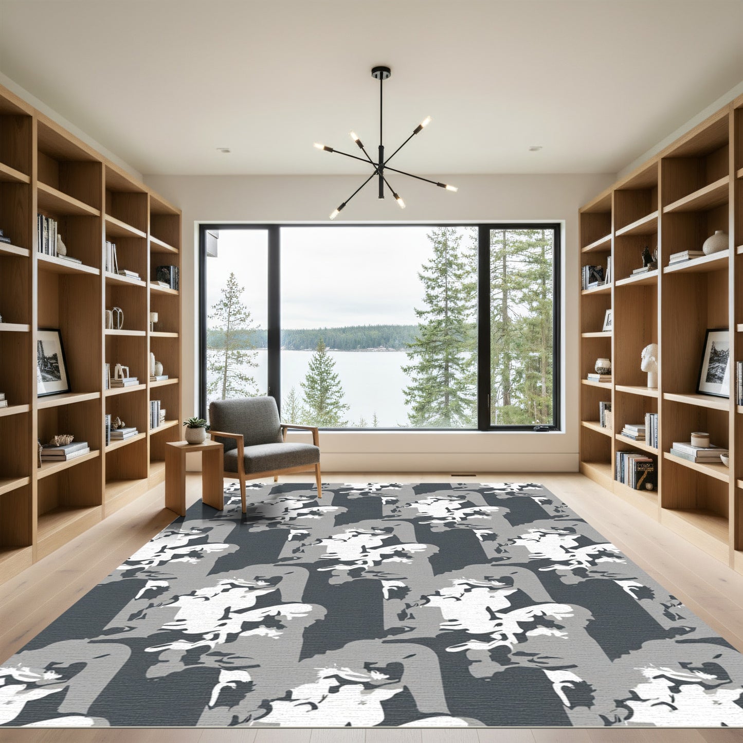 Monochromatic Abstract Cloudscape Pattern Rug