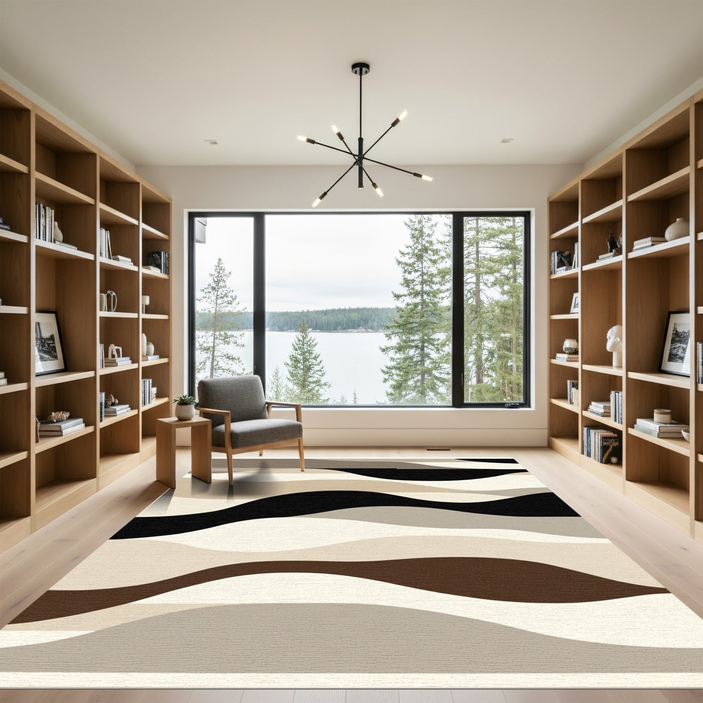Neutral Earthy Tone Wave Rug