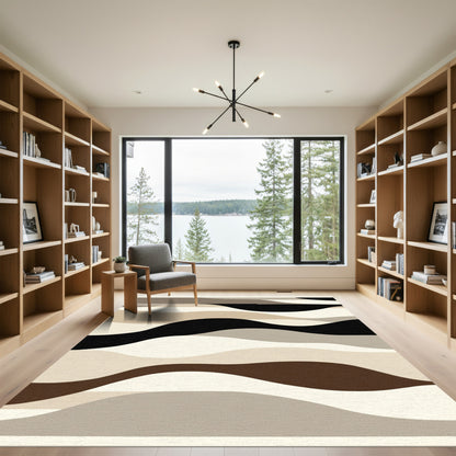 Neutral Earthy Tone Wave Rug