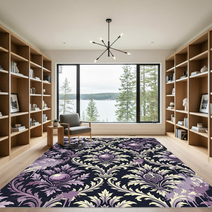 Violet Pomegranate Damask Crown Rug
