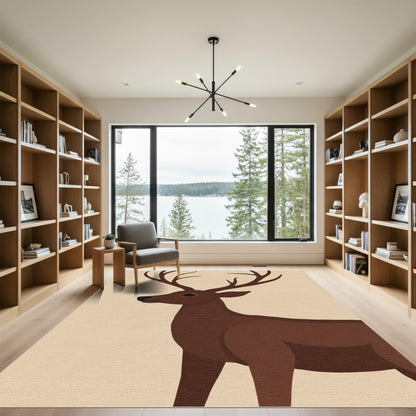 Brown Deer Antlers Silhouette Rug