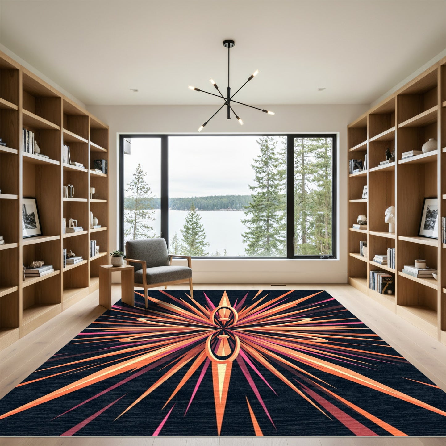 Radiant Orange Pink Burst Rug