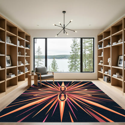 Radiant Orange Pink Burst Rug