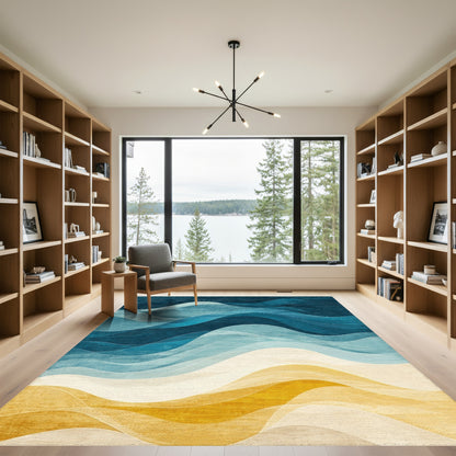 Gradient Navy Wave Beach Rug