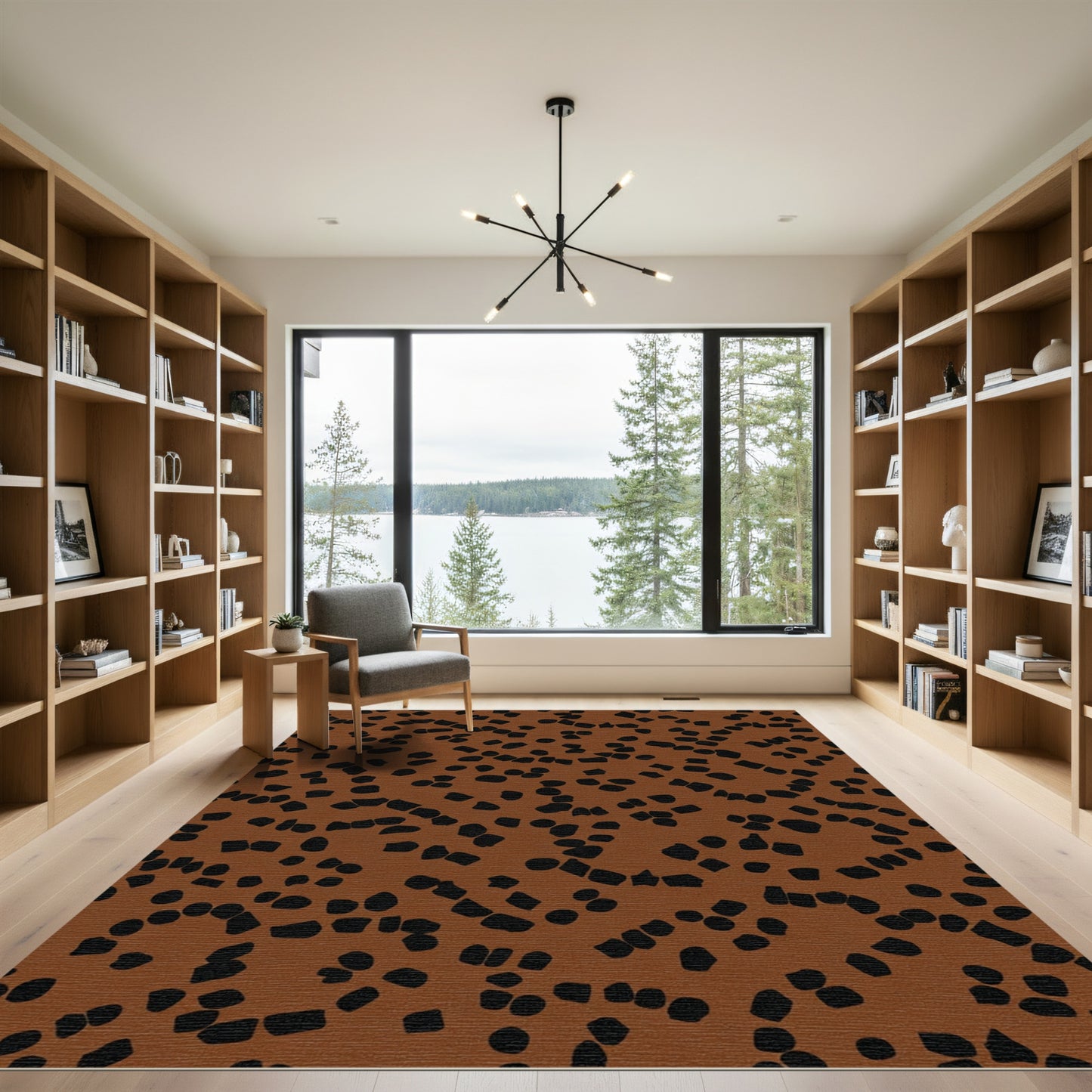 Brown Black Scattered Chunks Rug