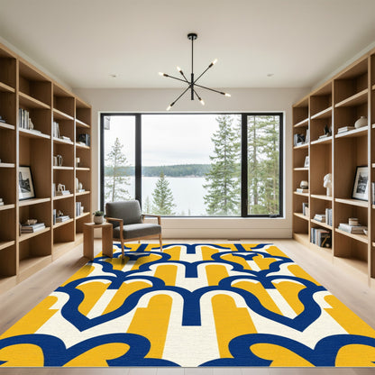 Bold Navy Yellow Archway Bloom Rug