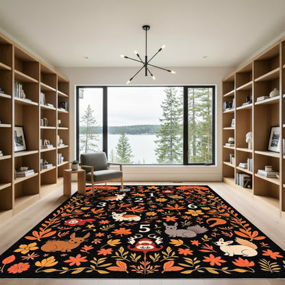 Autumn Woodland Creatures and Foliage Rug