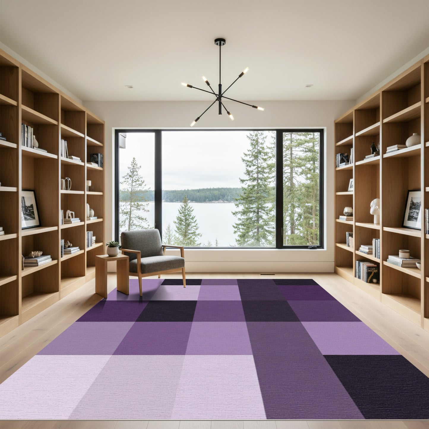 Amethyst Plaid Geometric Squares Rug