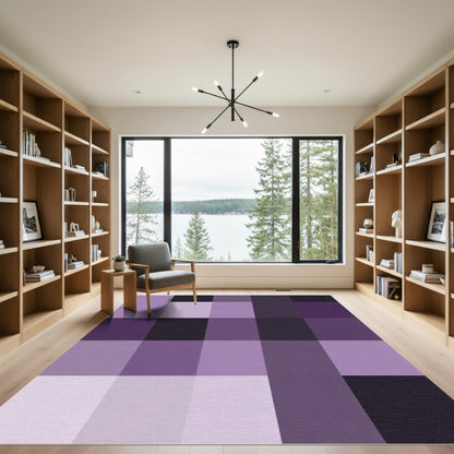 Amethyst Plaid Geometric Squares Rug