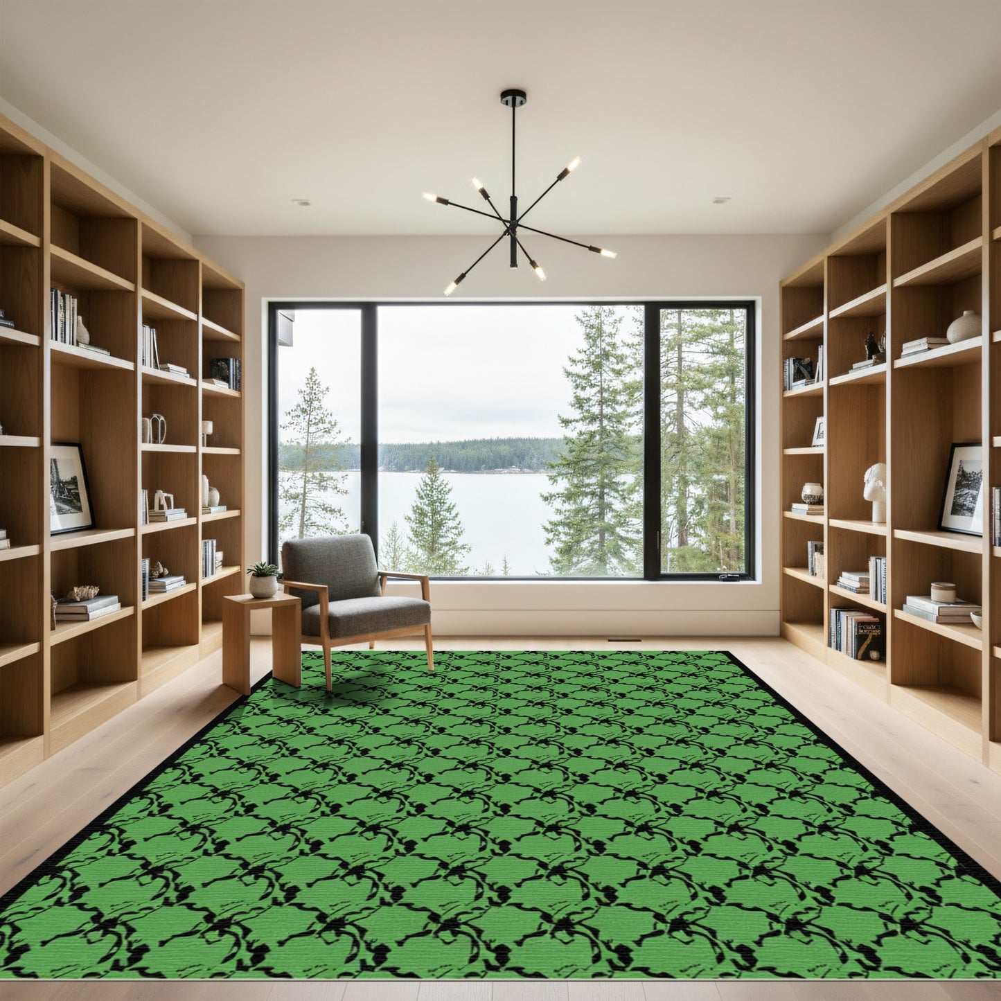 Emerald Green Organic Interlocking Shapes Rug