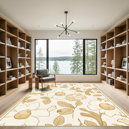 Cream Botanical Blossom Garden Rug