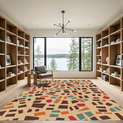 Terracotta Abstract Geometric Mosaic Rug