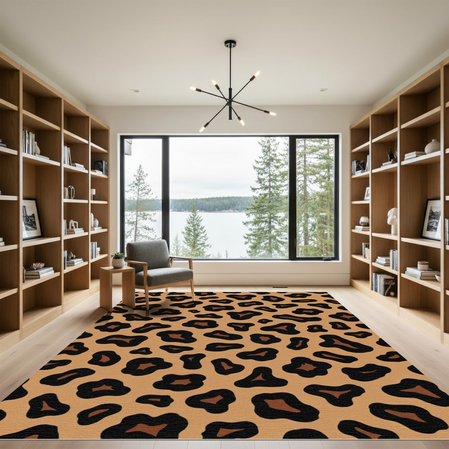 Bold Tan Leopard Spots Rug