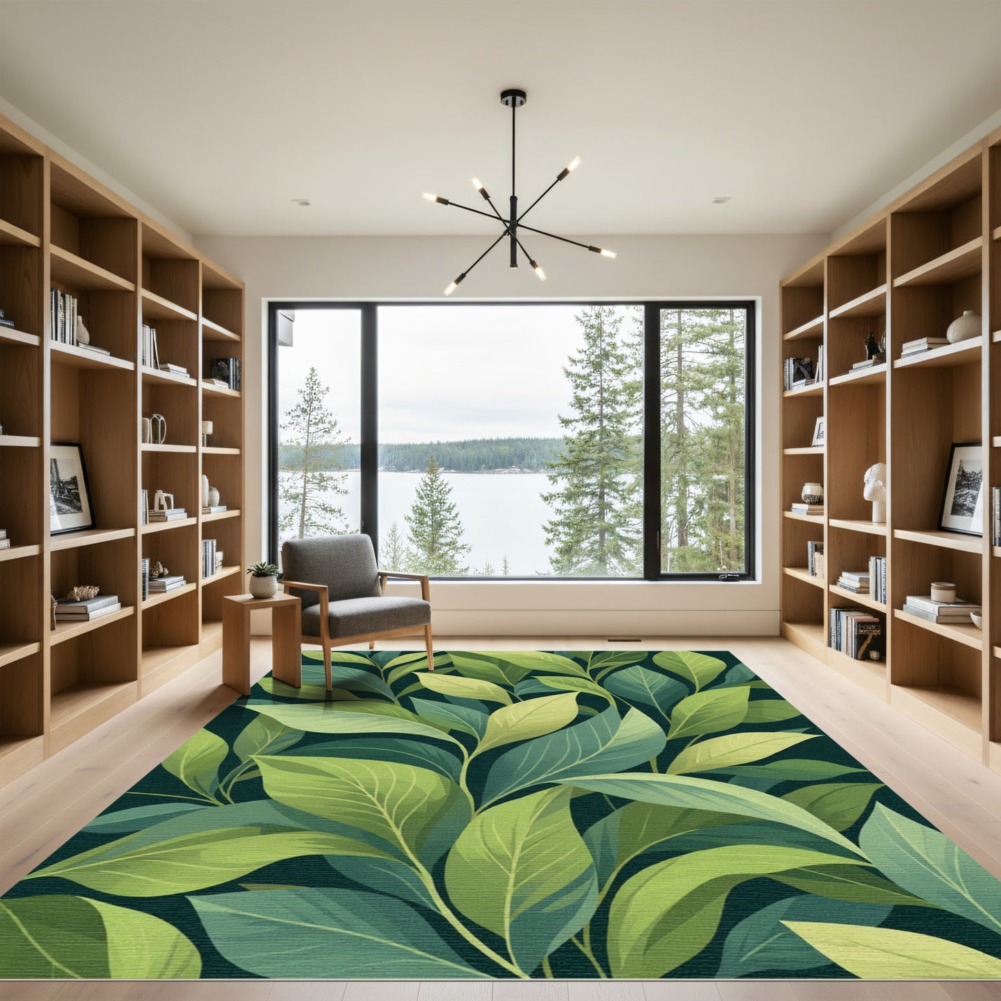 Vibrant Green Leafy Canopy Rug