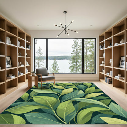 Vibrant Green Leafy Canopy Rug