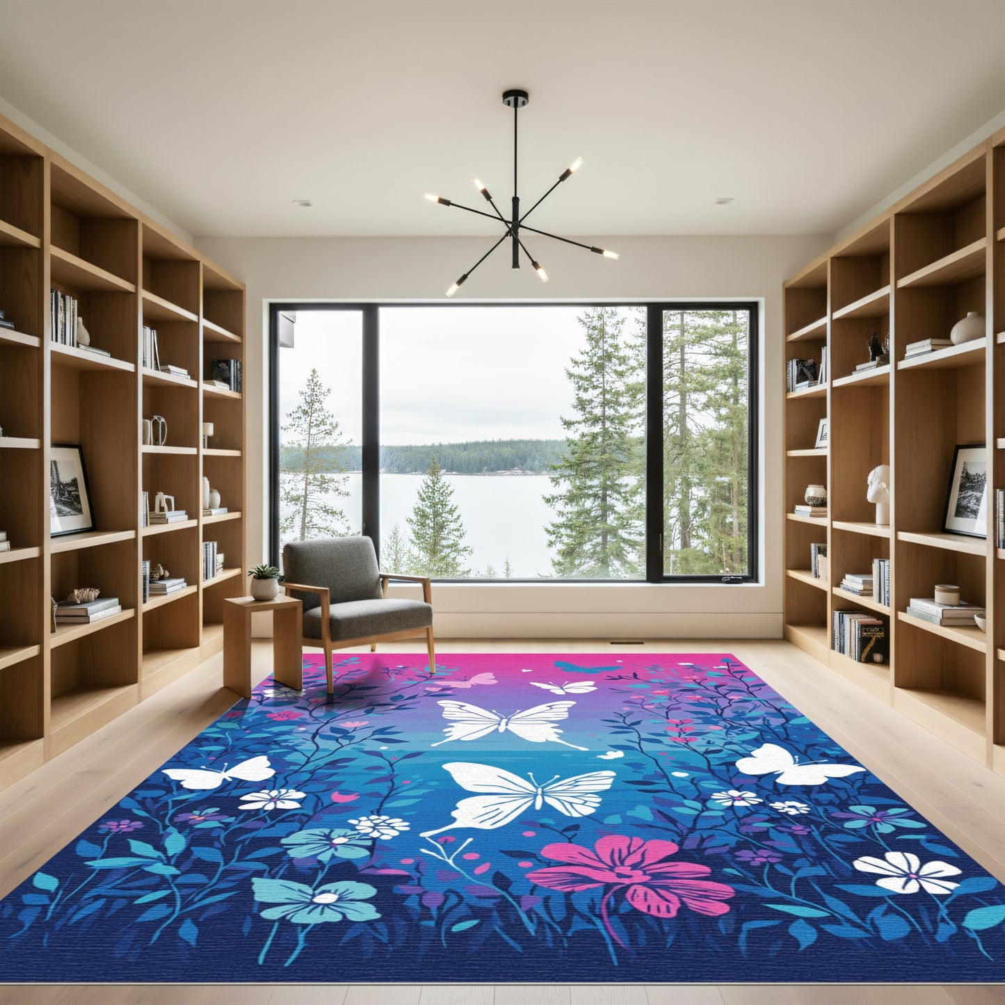 Whimsical Butterfly Garden Landscape Rug