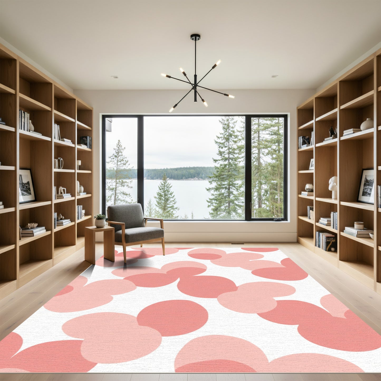 Coralline Pink Organic Cloud Clusters Rug