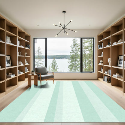 Soft Aqua Vertical Stripe Composition Rug