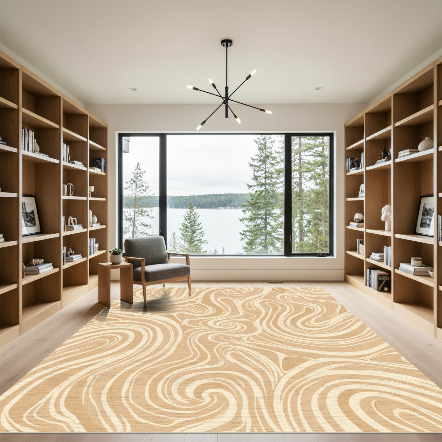 Tawny Swirling Marble Abstract Rug