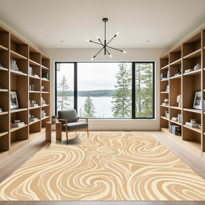 Tawny Swirling Marble Abstract Rug