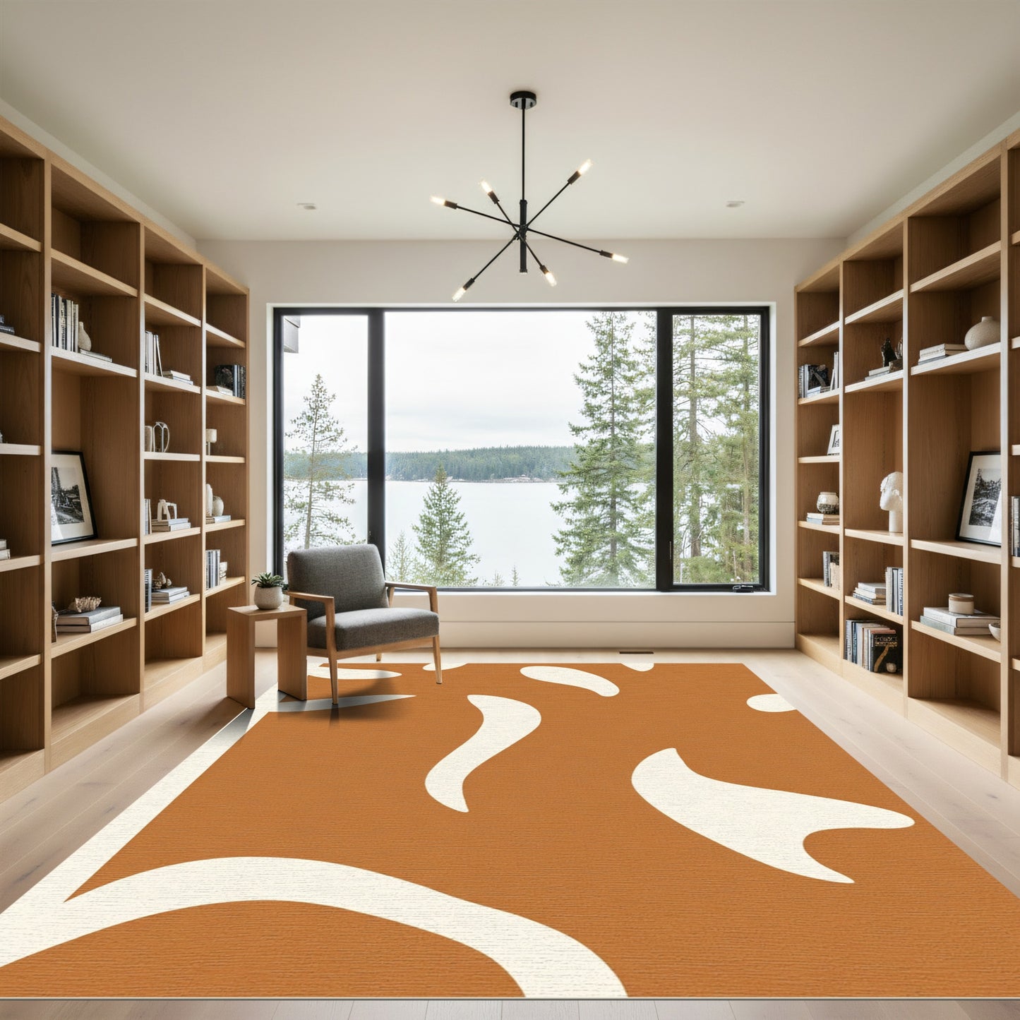 Terracotta Abstract Organic Shape Rug