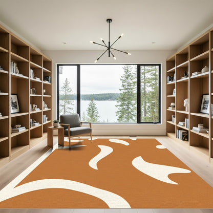 Terracotta Abstract Organic Shape Rug