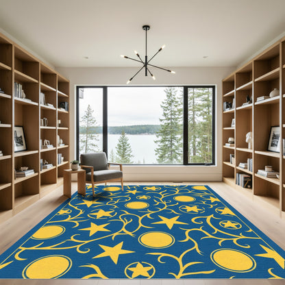 Golden Star Circles Vine Rug