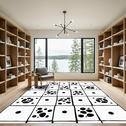 Black white checkerboard organic spots Rug