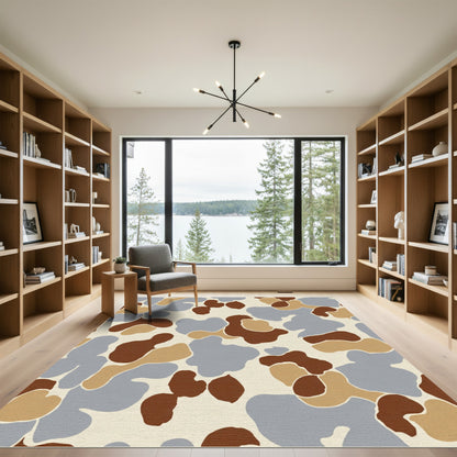 Abstract Earth Tones Camo Shapes Rug
