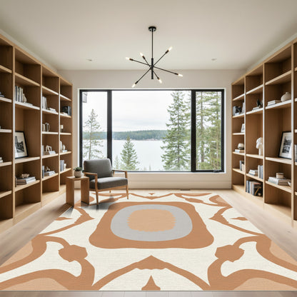 Earthy Terra Cotta Geometric Arrangement Rug
