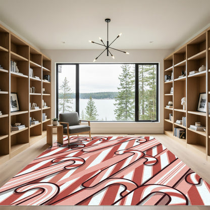 Red White Candy Cane Stripes Rug