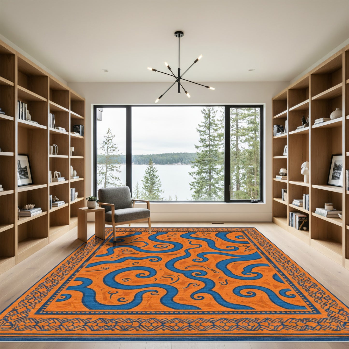 Navajo Orange Blue Swirl Rug