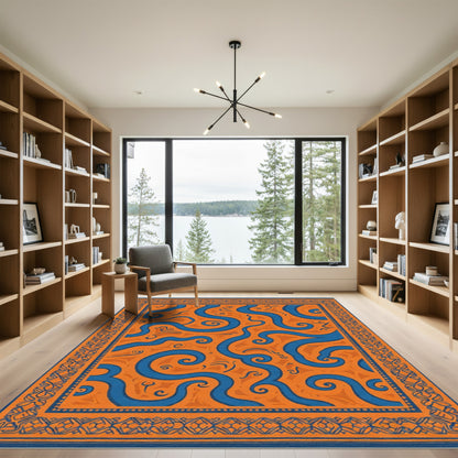 Navajo Orange Blue Swirl Rug