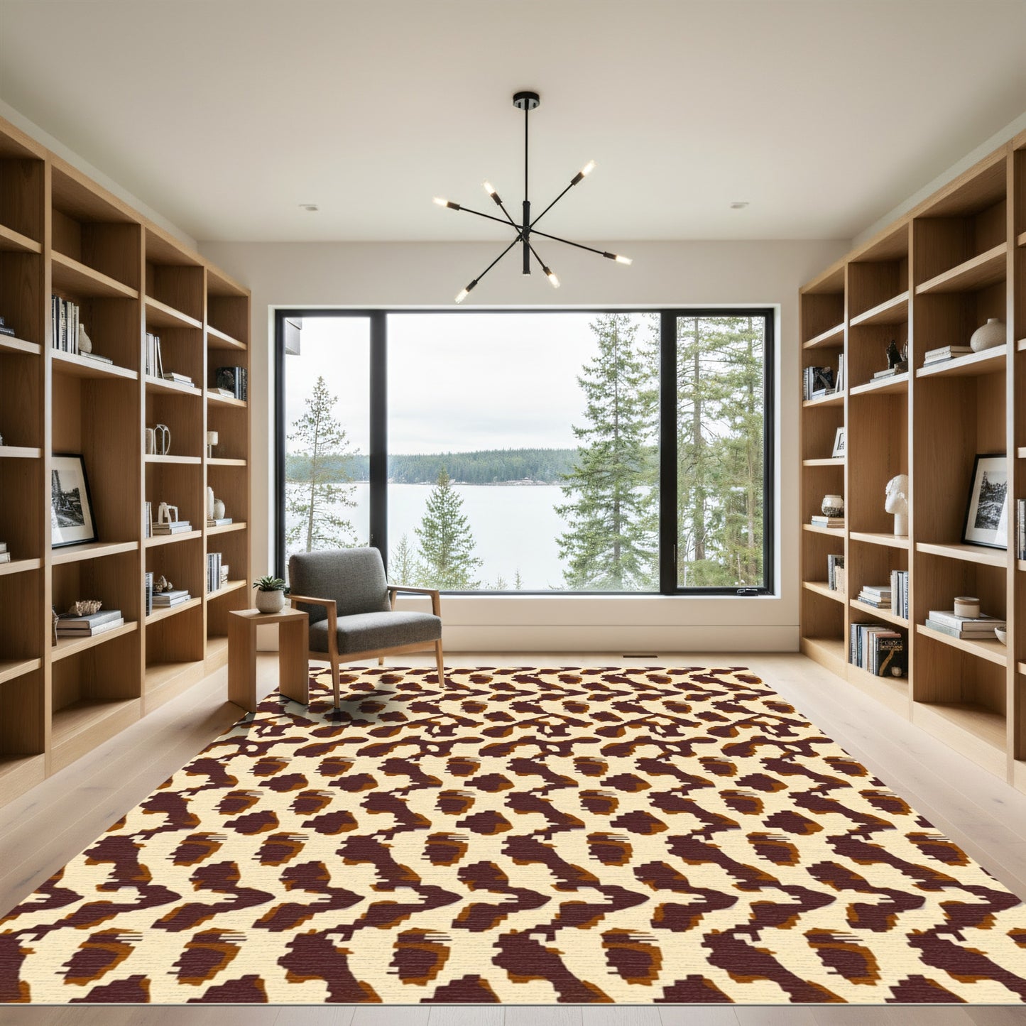Brown Animal Print Camouflage Pattern Rug
