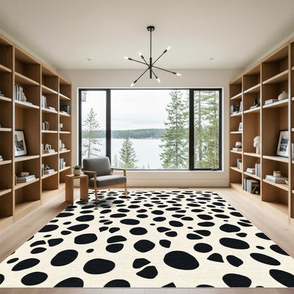 Cream Black Spotty Organic Flow Rug