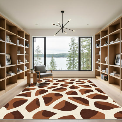 Earthy Brown Giraffe Spots Rug