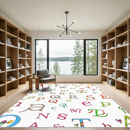 Whimsical Alphabet Scatter Art Rug