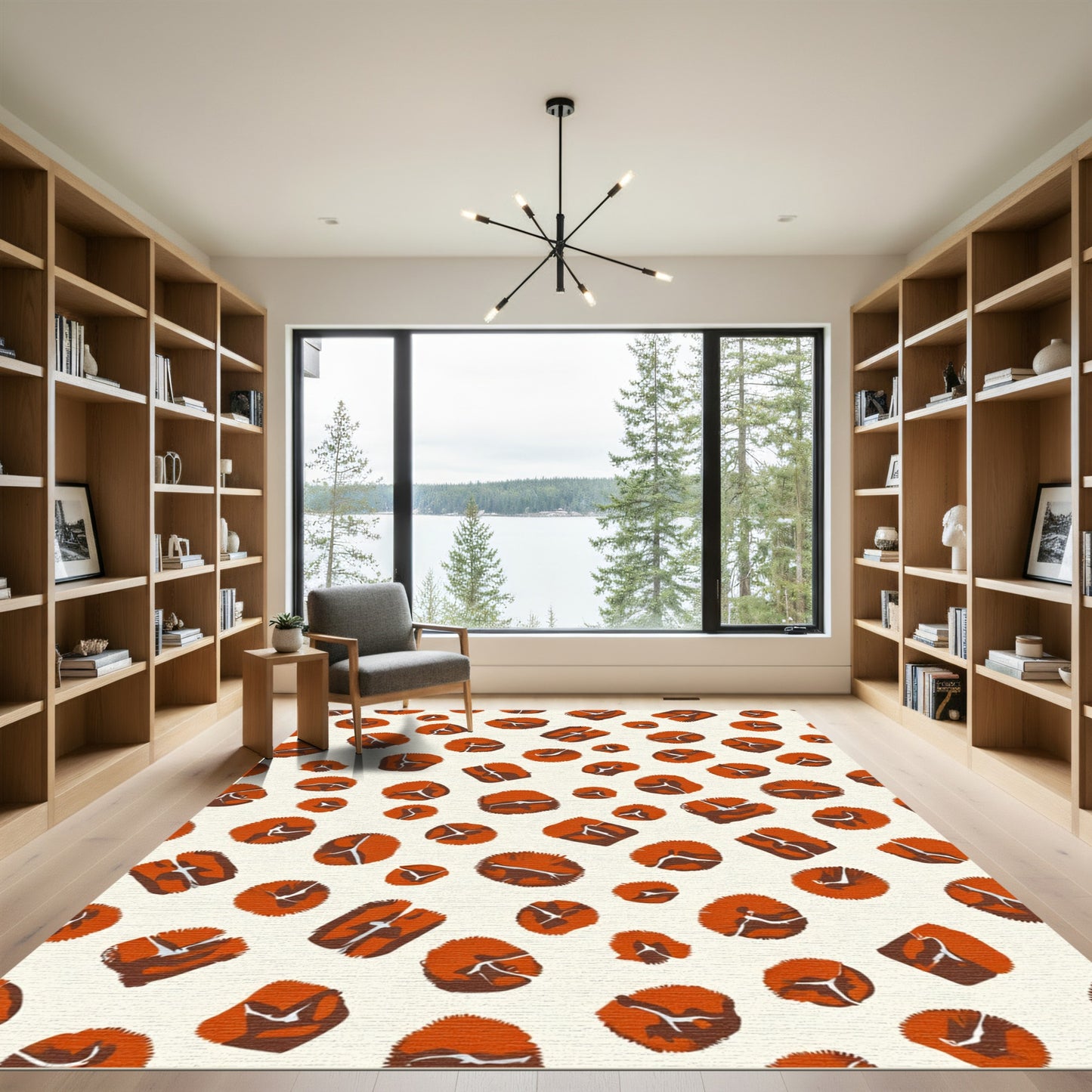 Orange Brown Spotted Whimsical Shape Rug