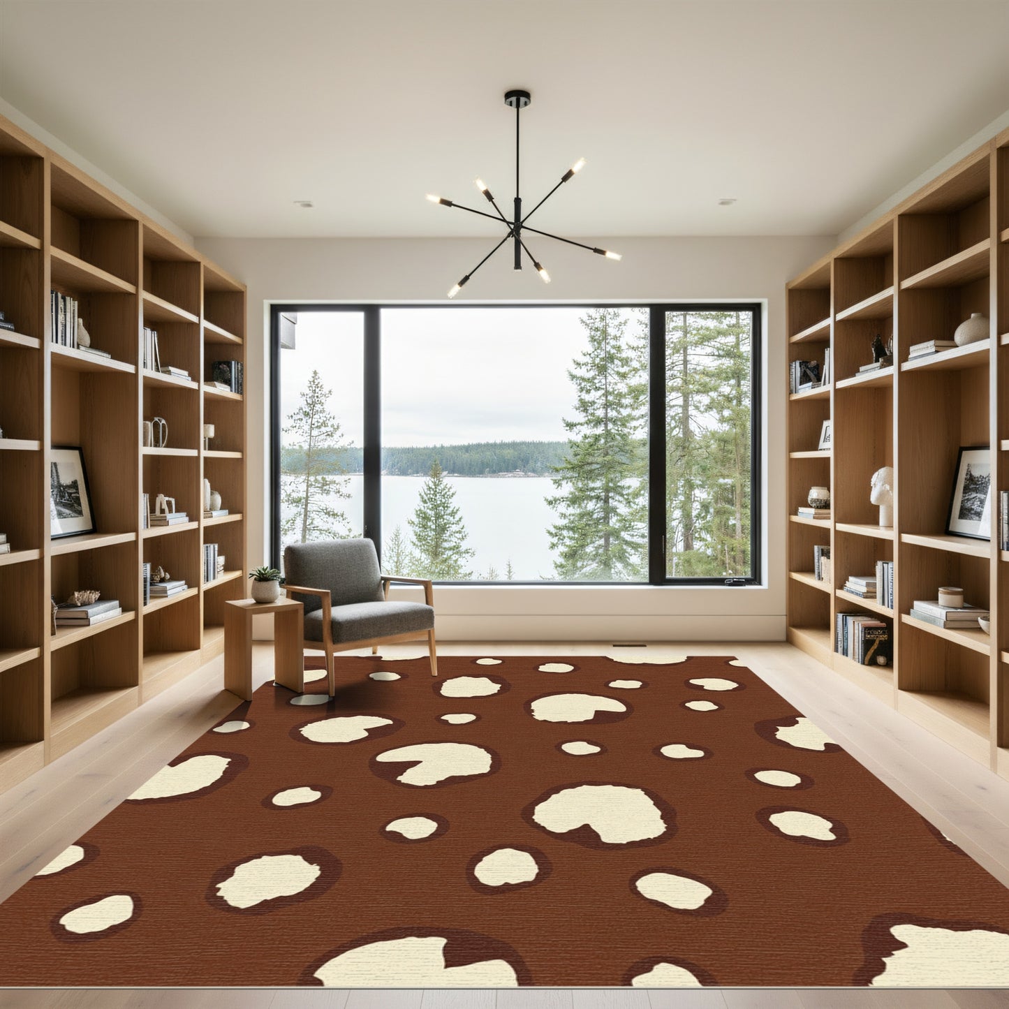 Chic Brown Cream Spotty Circles Rug