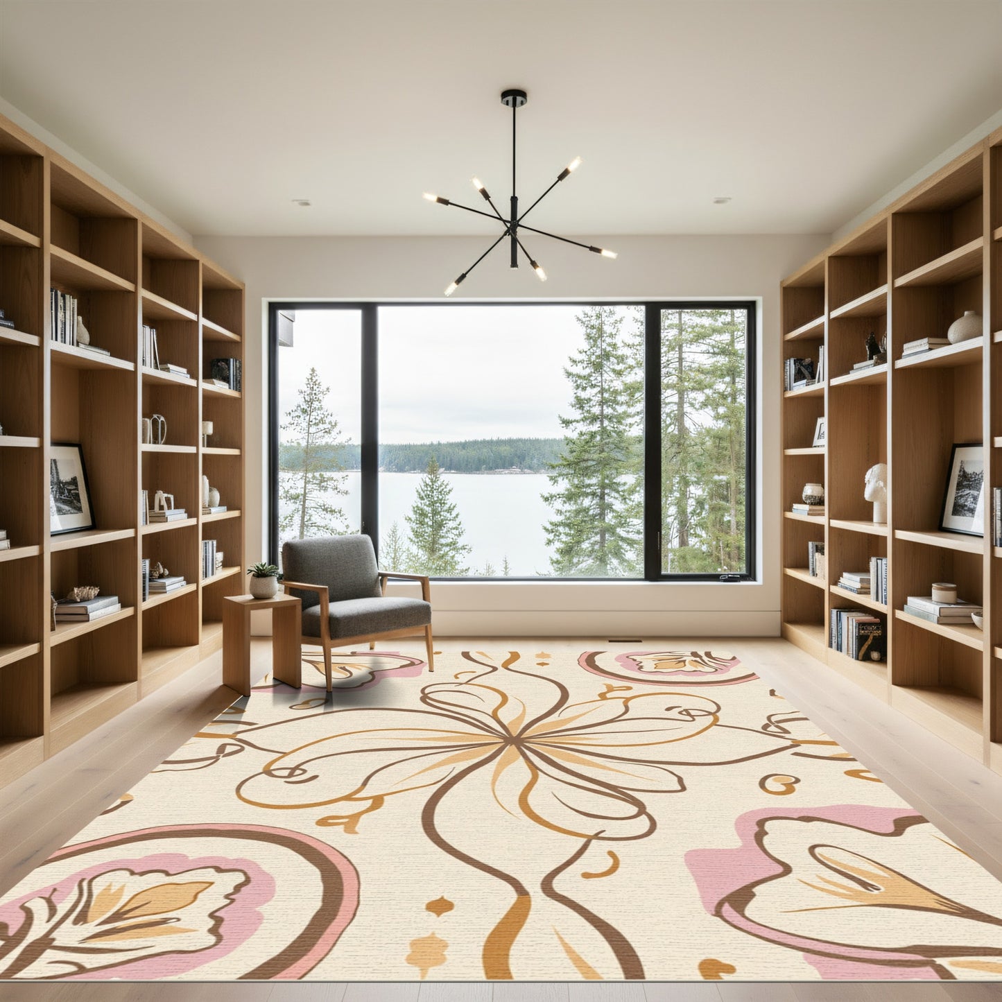 Cream Floral Swirl Whimsical Rug